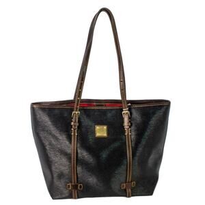 Black Leather Tote By Dooney & Bourke